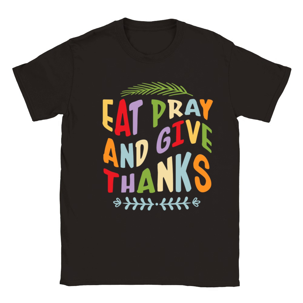 thanksgiving groovy style typography vintage Classic Kids Crewneck T-shirt