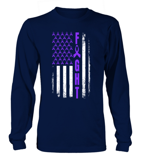 Fight Overdose Awareness USA Flag Purple Ribbon Long sleeved Unisex
