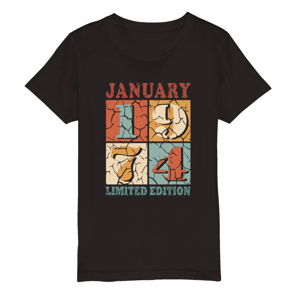 50th birthday 50 years January 1974 Organic Kids Crewneck T-shirt