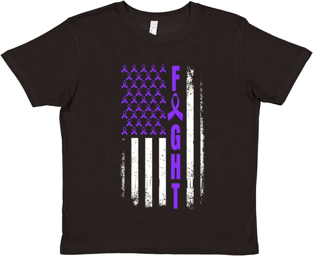 Fight Overdose Awareness USA Flag Purple Ribbon Premium Kids Crewneck T-shirt