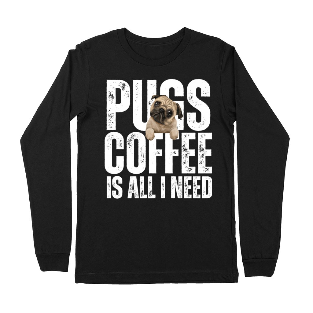 Pugs and Coffee Vintage Pug Dog Lover Premium Long Sleeve
