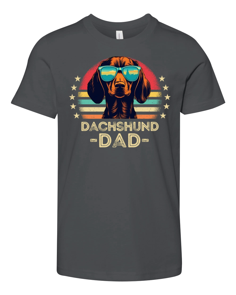 Dachshund with sunglasses retro Youth Unisex Jersey Tee