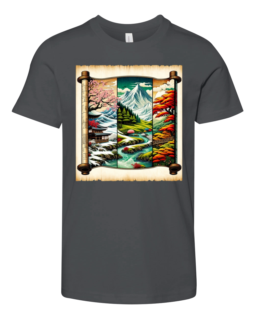 Winter Autumn Season Scenery Papyrus Scroll Youth Unisex Jersey Tee