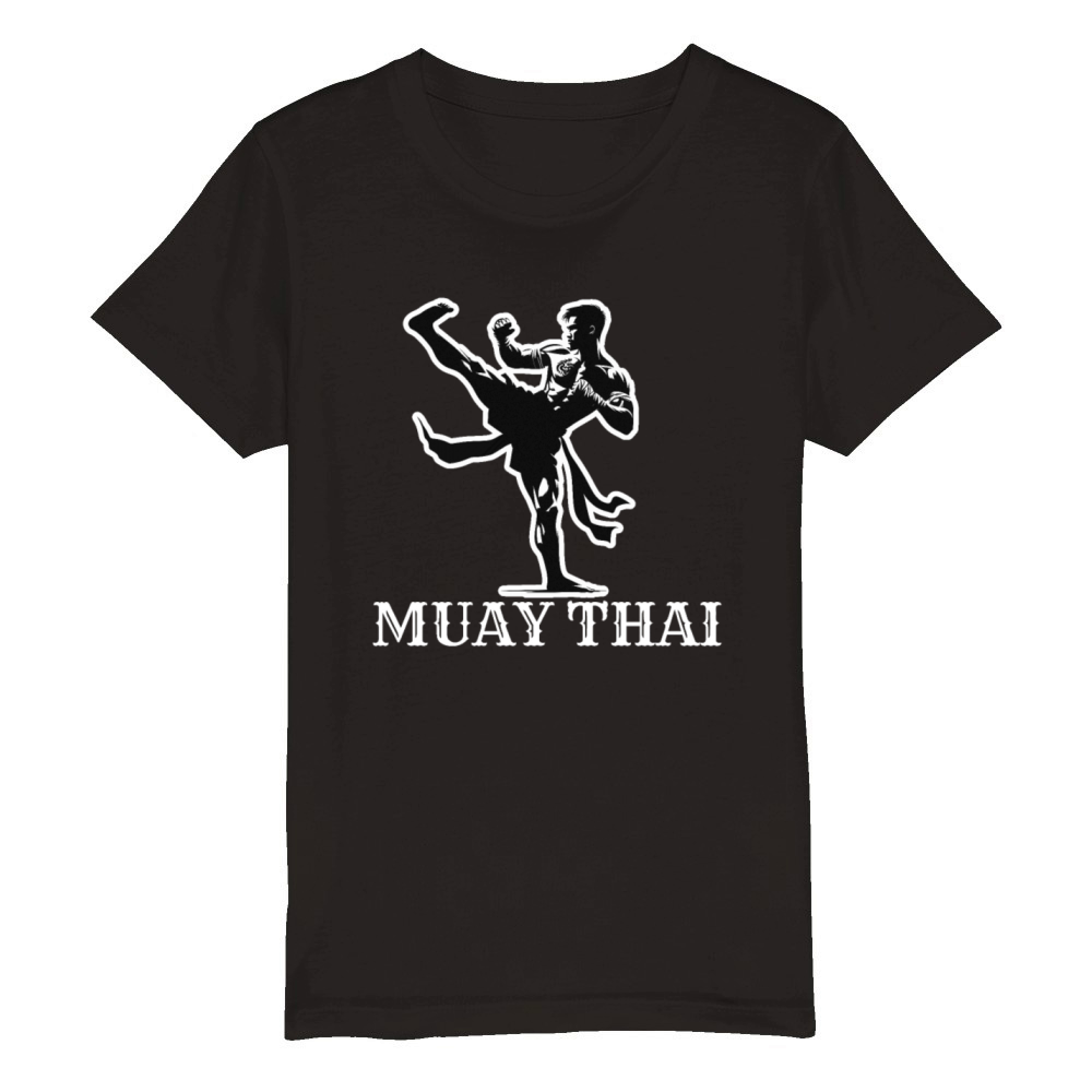Muay Thai Fighter Design Organic Kids Crewneck T-shirt