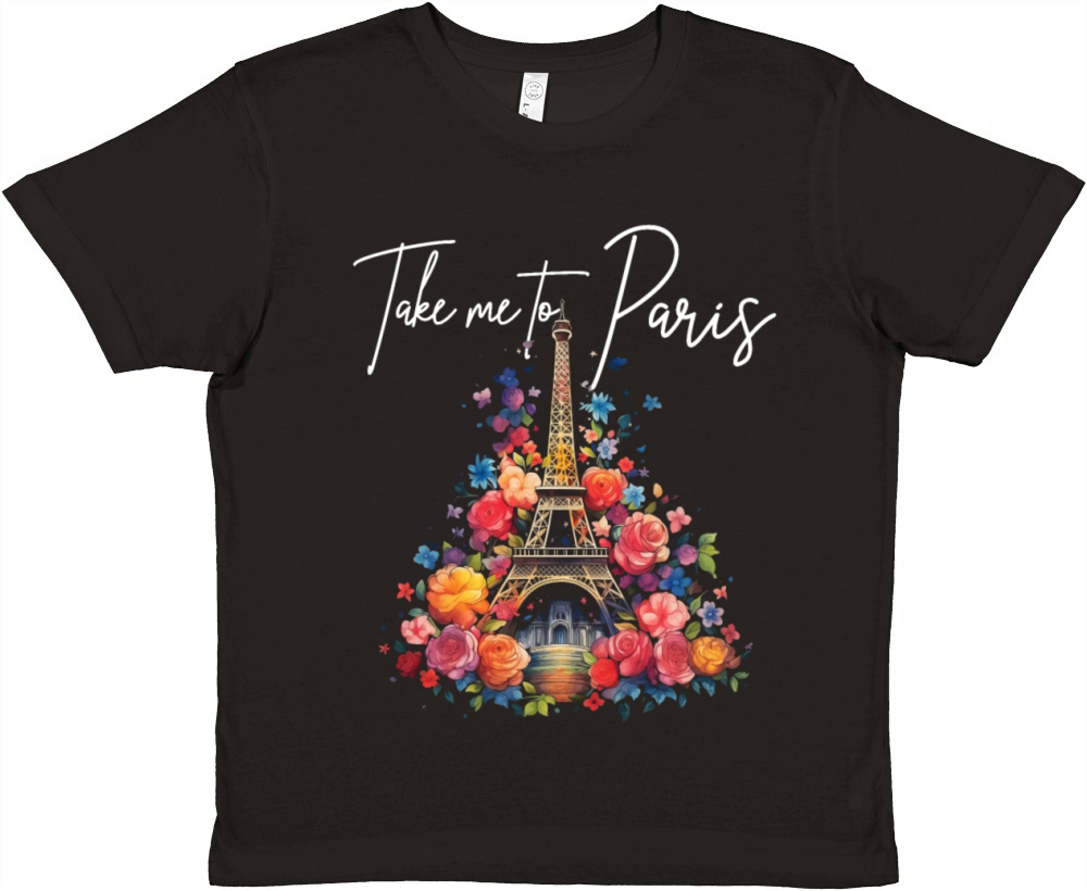 Paris France Eiffel Tower Souvenir Premium Kids Crewneck T-shirt