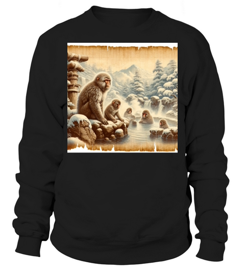 Vintage Animal Macaque Winter Monkey Japanese Art Sweatshirt Unisex