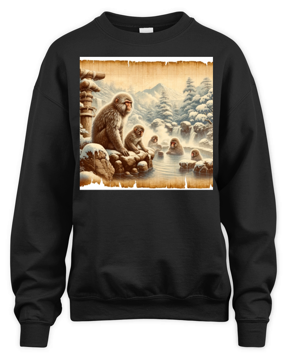 Vintage Animal Macaque Winter Monkey Japanese Art Unisex Premium Crewneck Sweatshirt