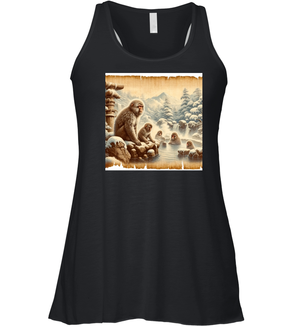Vintage Animal Macaque Winter Monkey Japanese Art Women's Flowy Tank Top