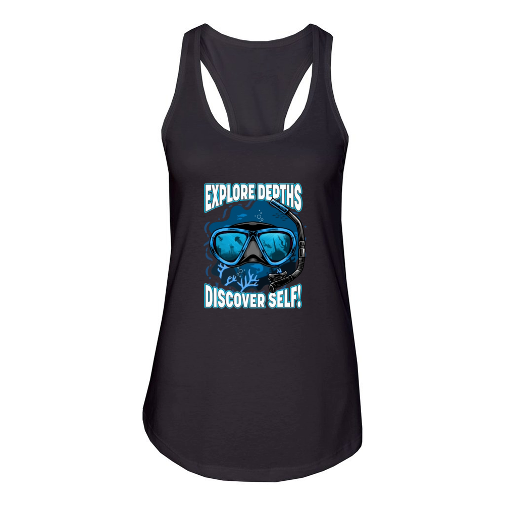 Diver Diving Underwater Women's Racerback Tank