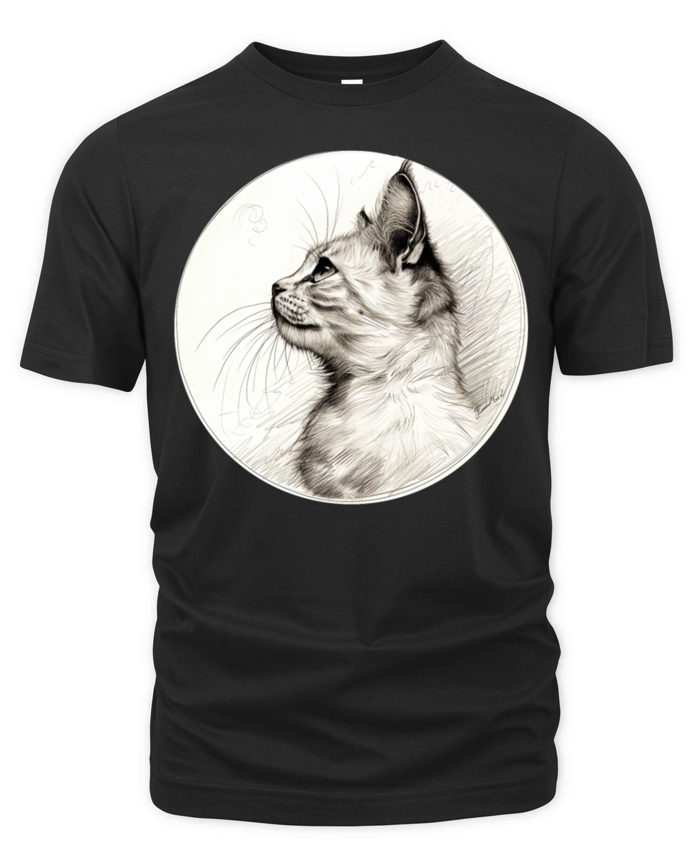 Cat portrait pencil sketch Organic Unisex T-shirt