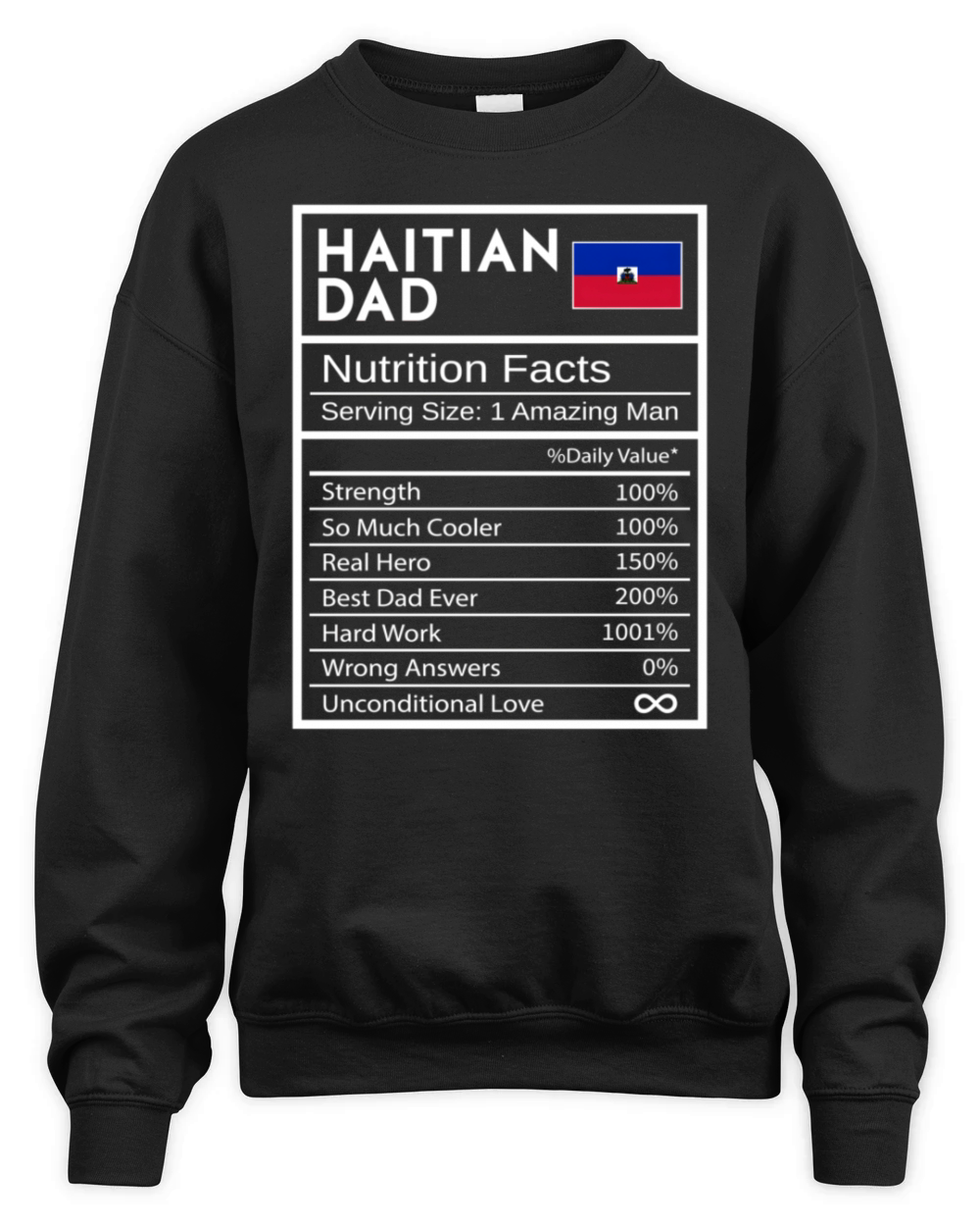 Haitian Dad Nutrition Facts National Pride For Dad Unisex Premium Crewneck Sweatshirt