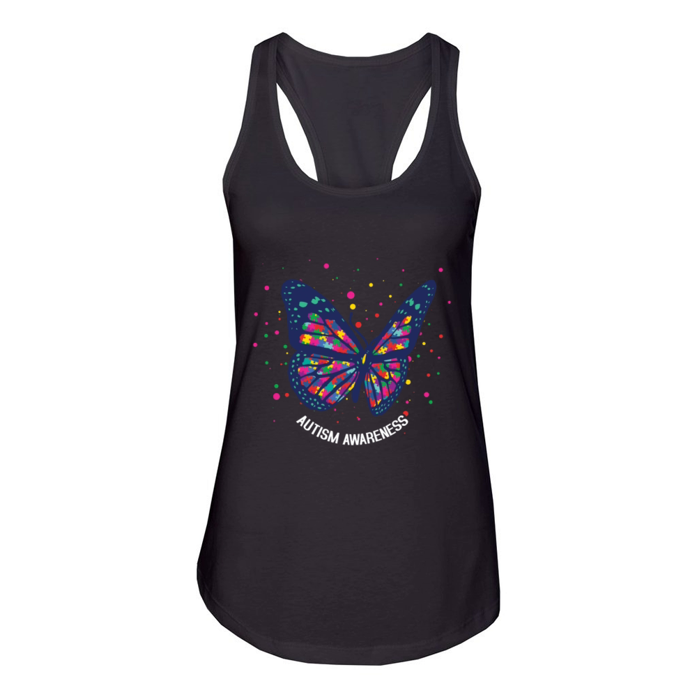 Butterfly Puzzle Autism Awareness Women's Racerback Tank