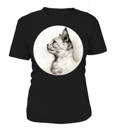Cat portrait pencil sketch Women's T-Shirt