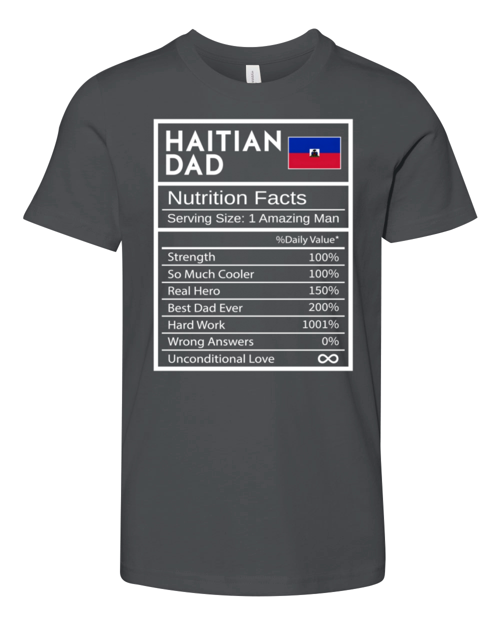 Haitian Dad Nutrition Facts National Pride For Dad Youth Unisex Jersey Tee