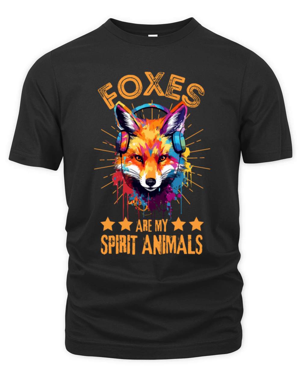 Colorful Fox with headphones Organic Unisex T-shirt
