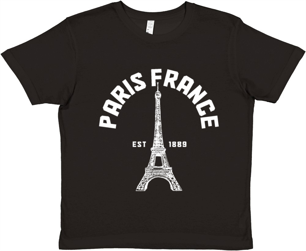 Paris France Eiffel Tower Souvenir Premium Kids Crewneck T-shirt