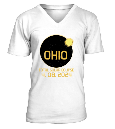 Ohio Totality Total Solar Eclipse April 2024 V-Neck T-shirt