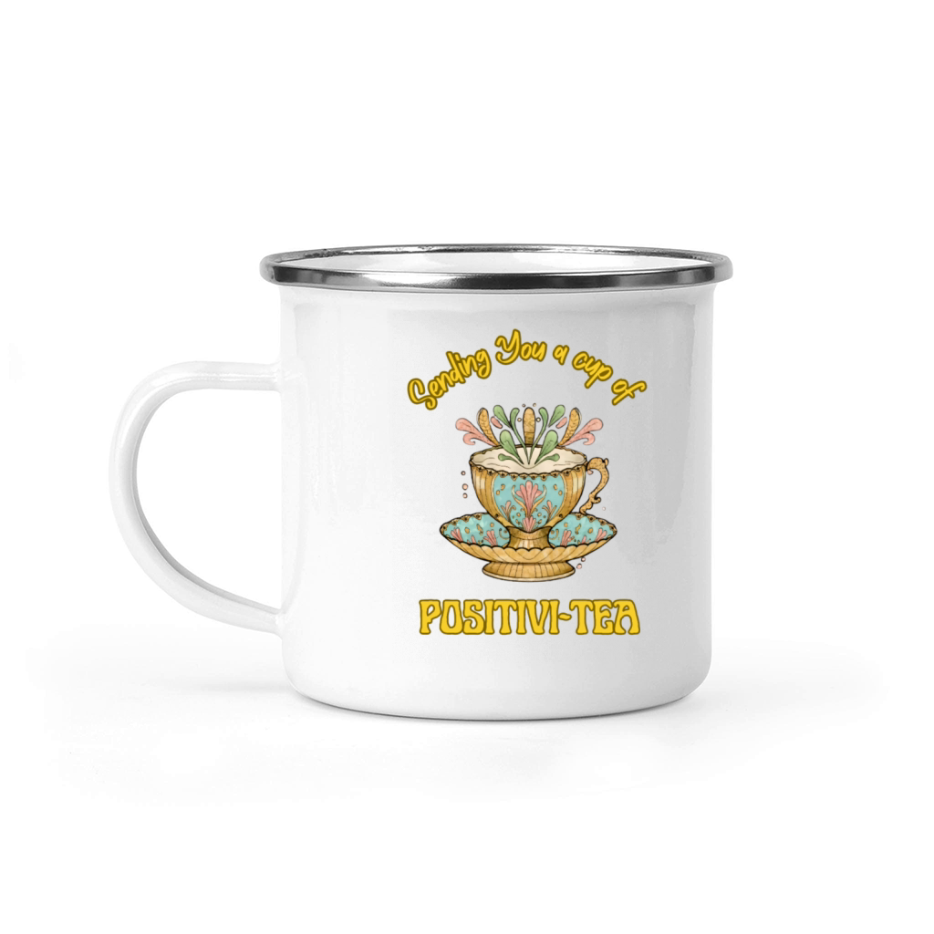 A cup of Positivi-tea Camping Mug