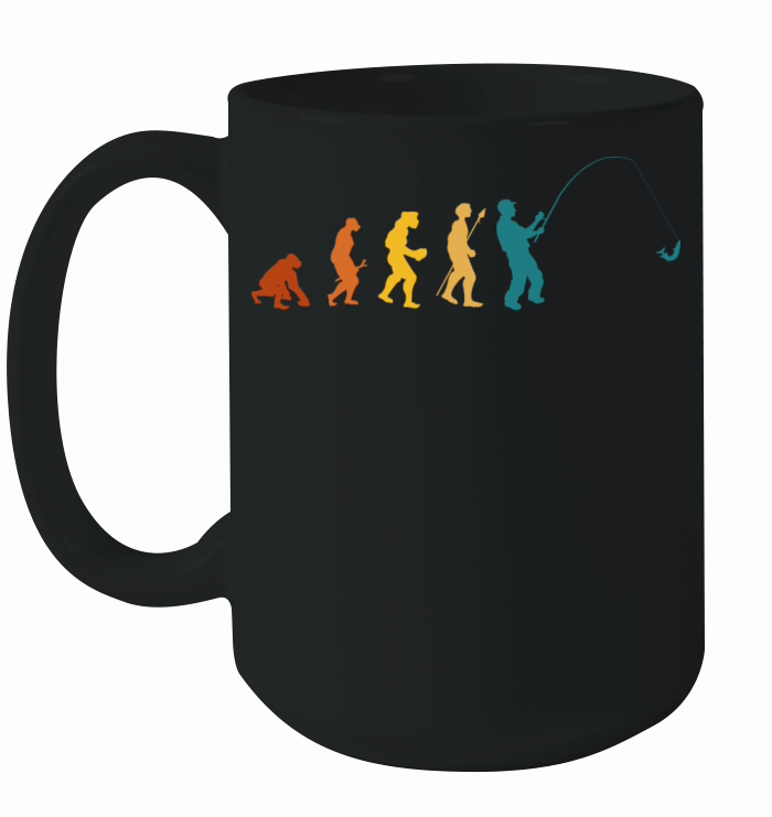 Fisherman Evolution Funny Life Tree Retro Fishing Ceramic Mug
