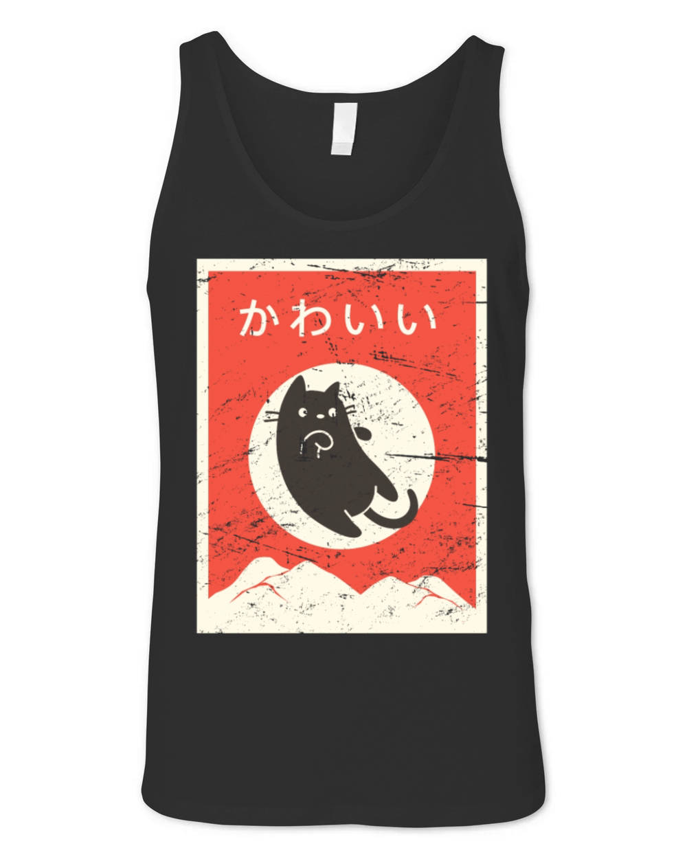 "Kawaii" Retro Kawaii Japanese Cat Neko Unisex Jersey Tank
