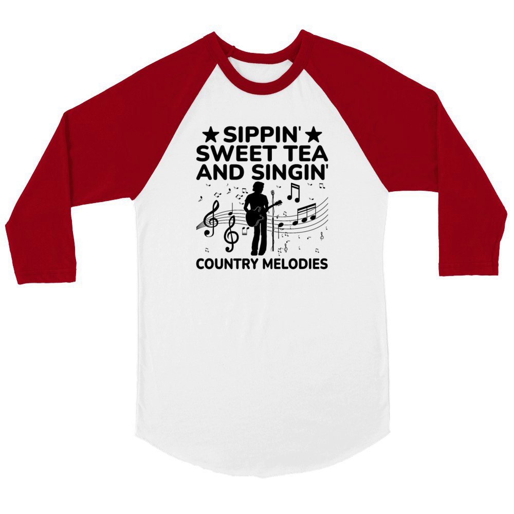 County Music Vintage Music Lover Western Country C Unisex ¾ sleeve Raglan T-shirt