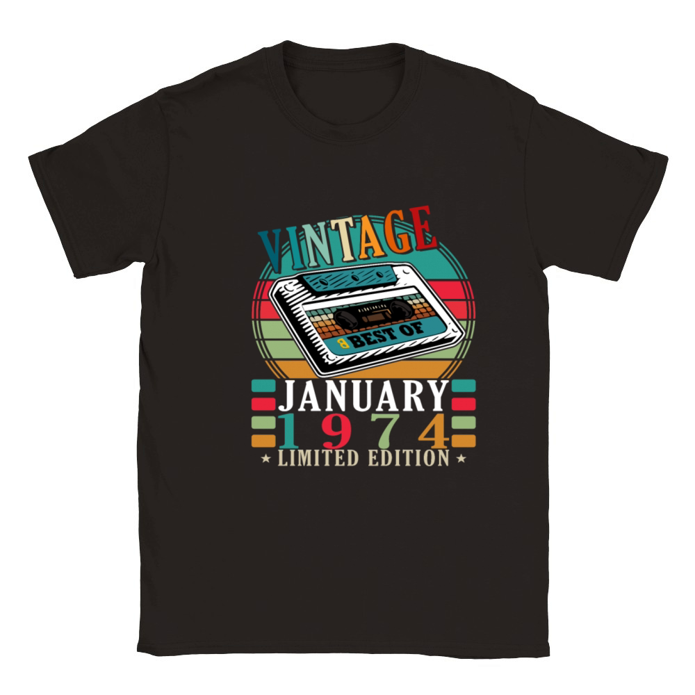 50th birthday 50 years January 1974 Classic Kids Crewneck T-shirt