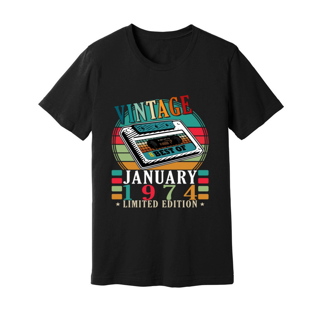 50th birthday 50 years January 1974 Unisex Jersey Tee