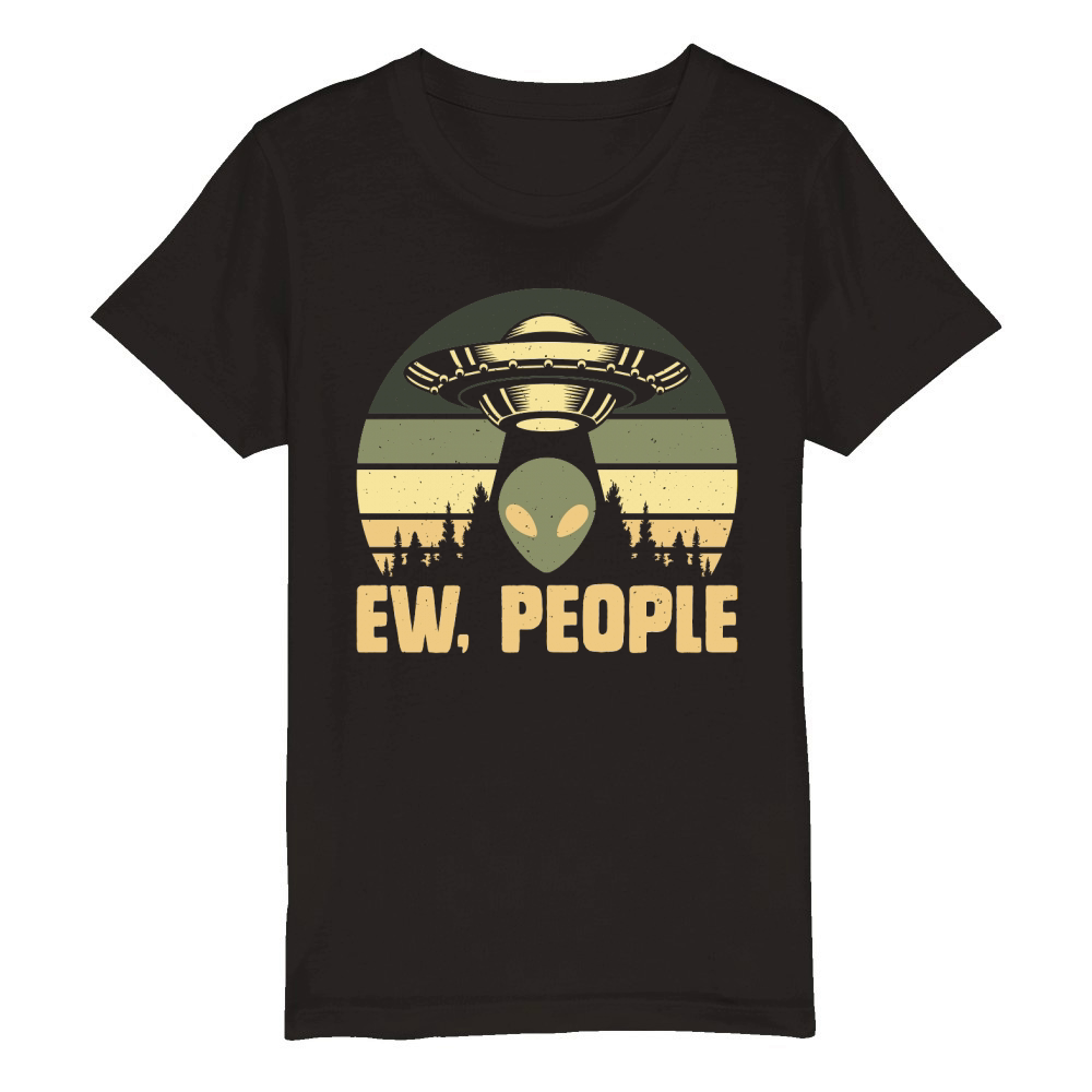 Vintage UFO Alien Ew People Organic Kids Crewneck T-shirt