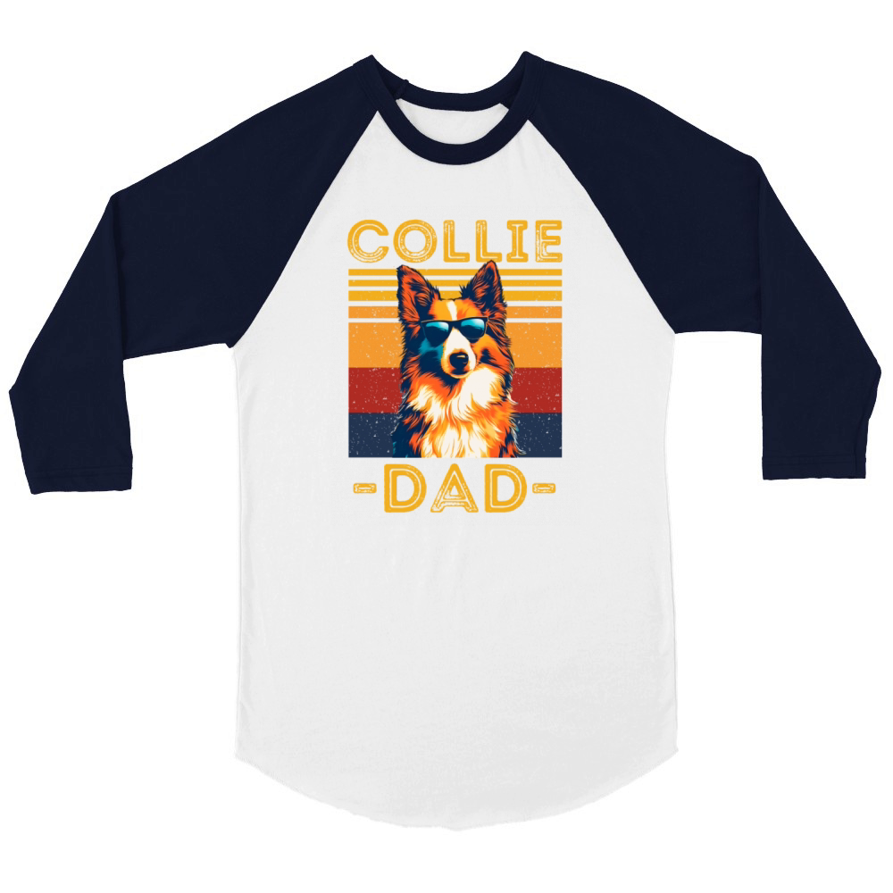 Collie dad retro Unisex ¾ sleeve Raglan T-shirt