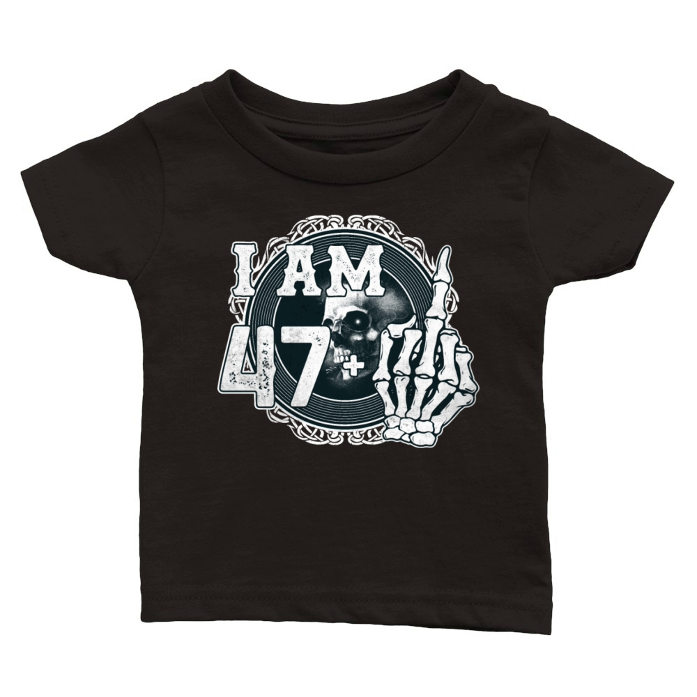 Im 47 plus 1 middle finger Skull funny 48th Classic Baby Crewneck T-shirt