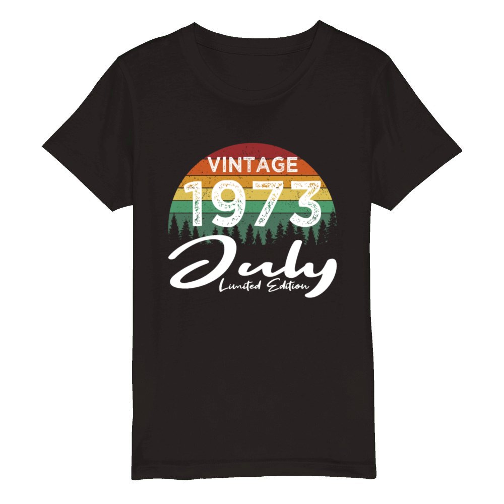 50th birthday july 1973 vintage 1973 Organic Kids Crewneck T-shirt