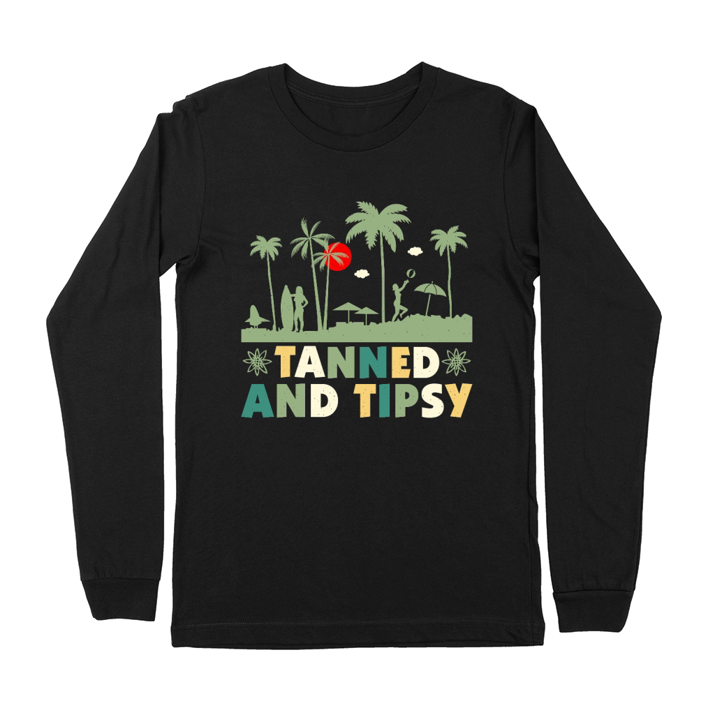 Beach Summer Tanned And Tipsy Premium Long Sleeve