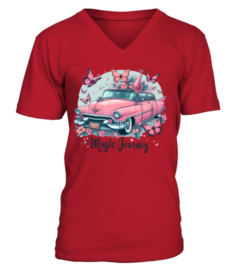 Pink cadillac magic journey V-Neck T-shirt
