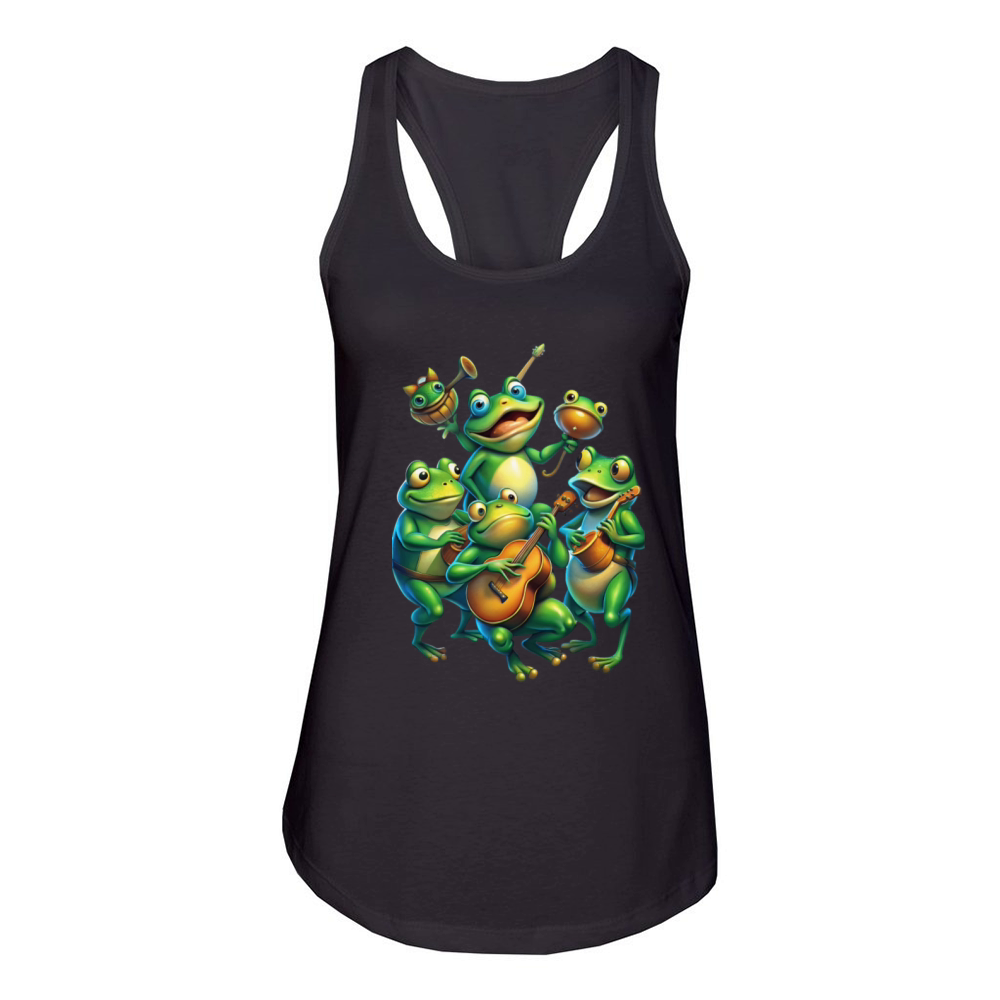 Swamp Jam Alligator Groove Musician Cartoon Tee Women's Racerback Tank