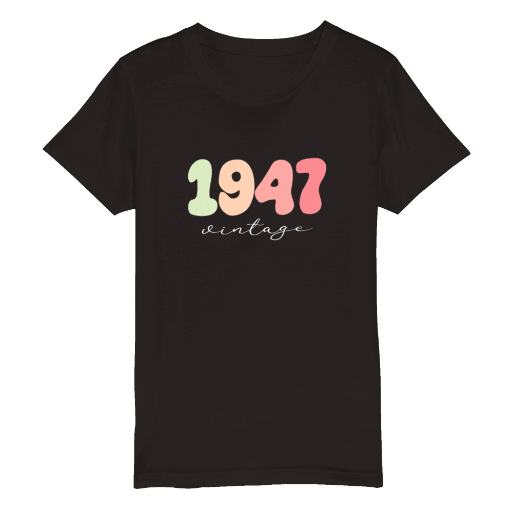 Birthday 1947 Vintage Organic Kids Crewneck T-shirt