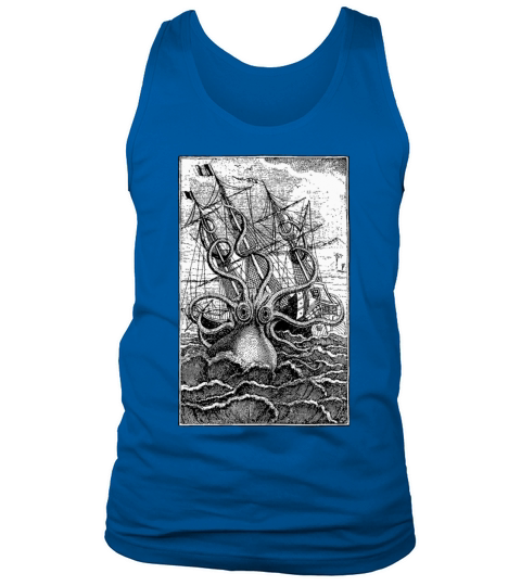Vintage Kraken attacking ship illustration Tank Top Unisex