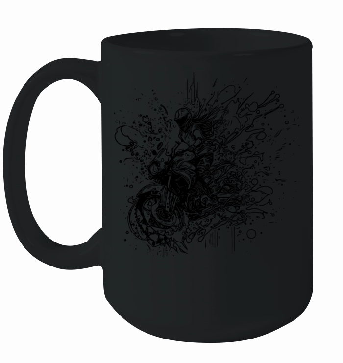 Motorcyclist Bike Splash Style Dream Drawing Ceramic Mug