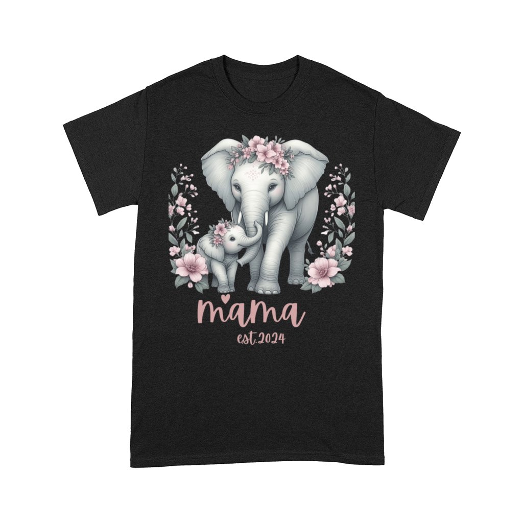 Mama 2024 Elephant Floral Wreath Celebration Comfort T-shirt