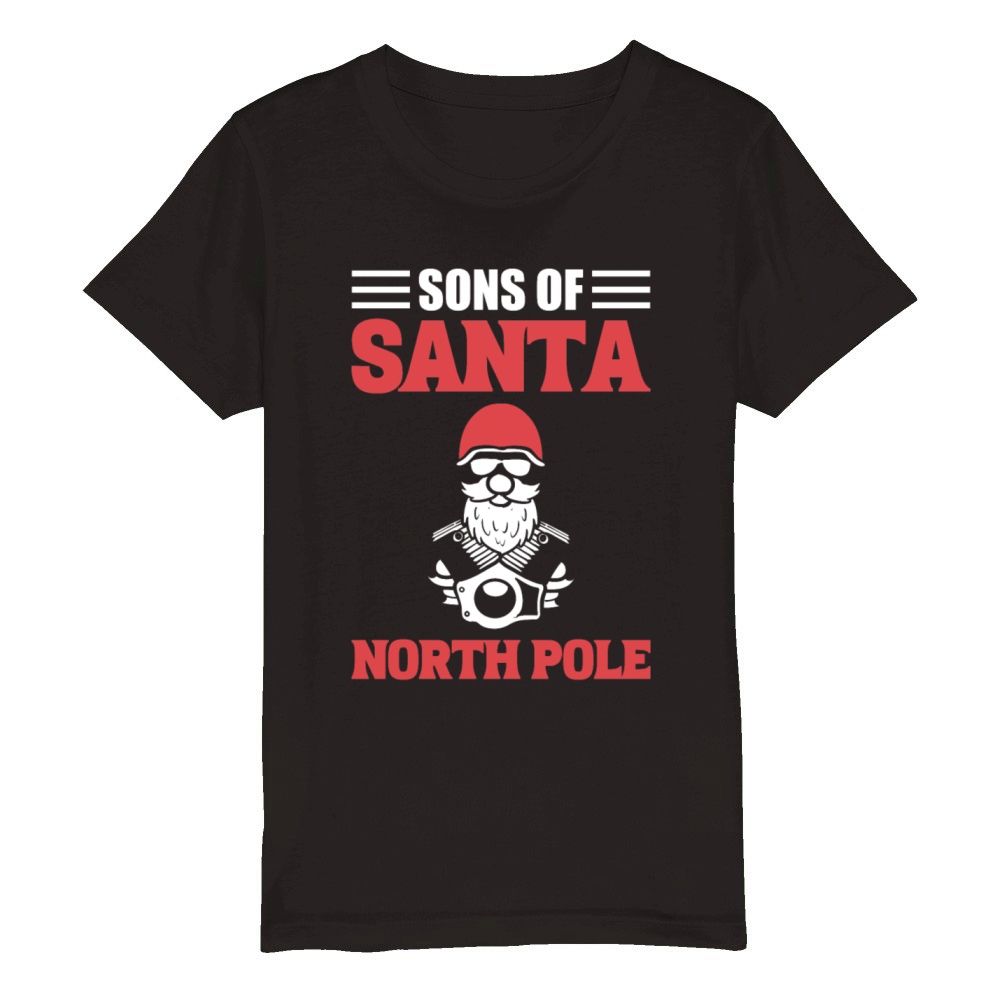 Sons Of Santa North Pole Motorcycle Rider Organic Kids Crewneck T-shirt