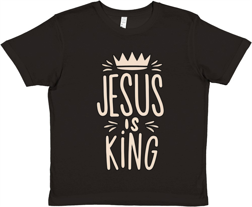 Christian Jesus Is King Design Crown Premium Kids Crewneck T-shirt