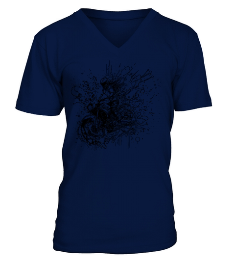 Motorcyclist Bike Splash Style Dream Drawing V-Neck T-shirt