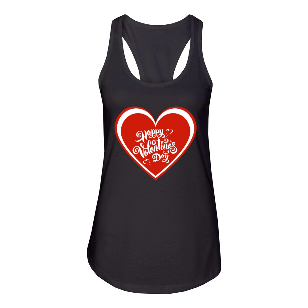 Hearts Love February Valentines Day February 14 Women's Racerback Tank