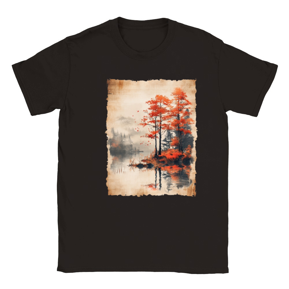 Classic Scenery Papyrus Scroll Onsen Japanese Art Classic Kids Crewneck T-shirt