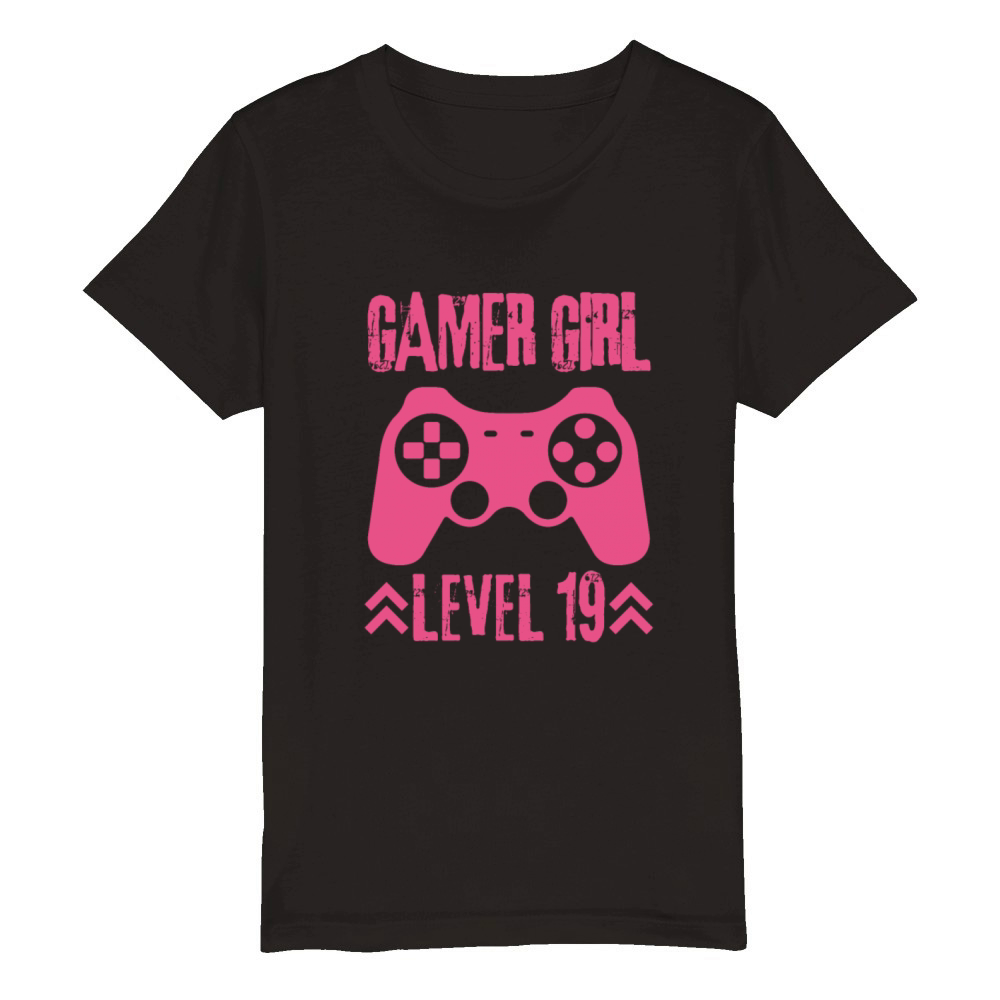 Gamer Girl 19 Birthday Organic Kids Crewneck T-shirt