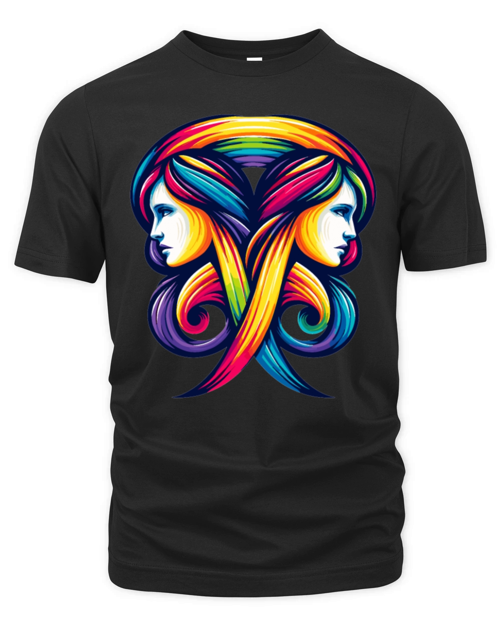 Gemini Zodiac Rainbow Harmony Design Organic Unisex T-shirt