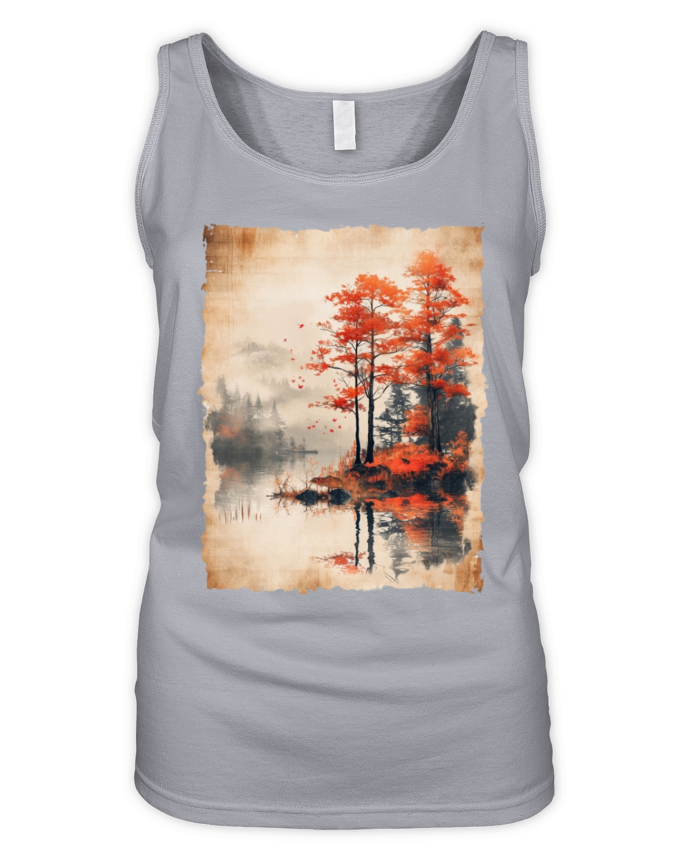 Classic Scenery Papyrus Scroll Onsen Japanese Art Organic Women's Tank Top