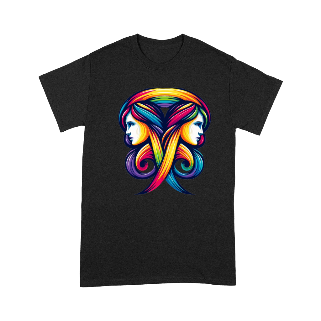 Gemini Zodiac Rainbow Harmony Design Premium T-shirt