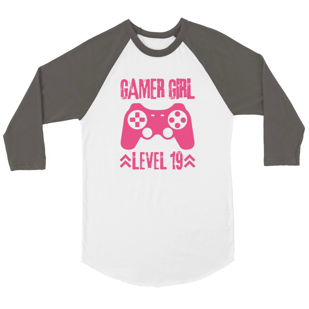 Gamer Girl 19 Birthday Unisex ¾ sleeve Raglan T-shirt