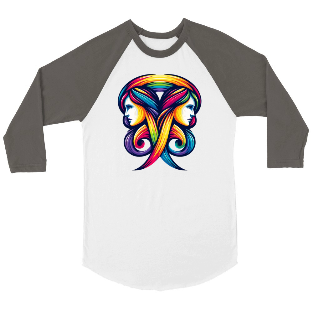 Gemini Zodiac Rainbow Harmony Design Unisex ¾ sleeve Raglan T-shirt