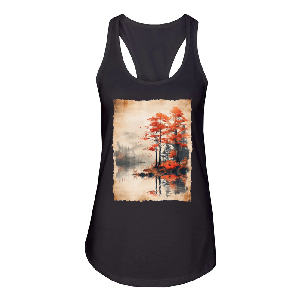 Classic Scenery Papyrus Scroll Onsen Japanese Art Women's Racerback Tank